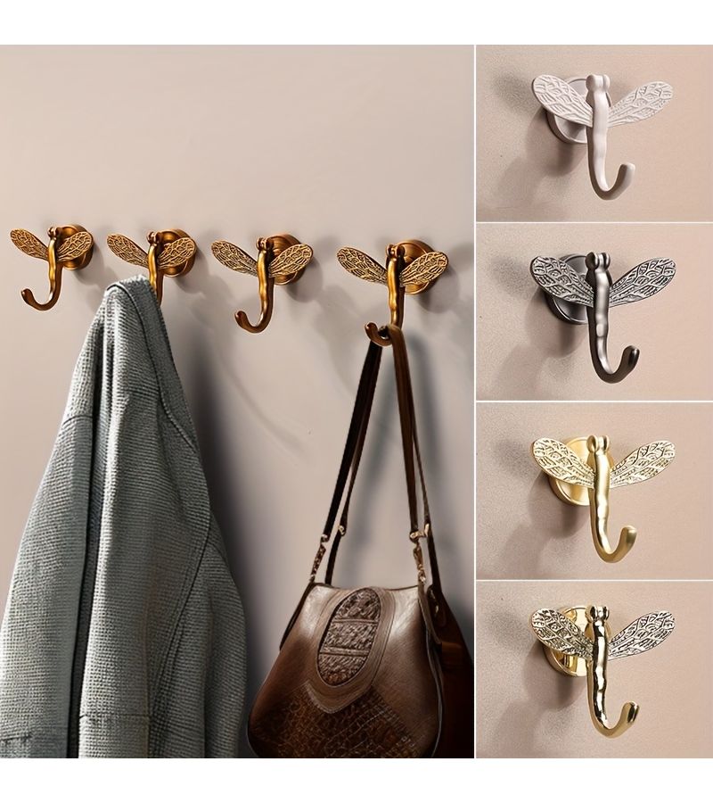 Creative Dragonfly Clothes Hook Golden No Drill Wall Organizer For Entryway - Image 4