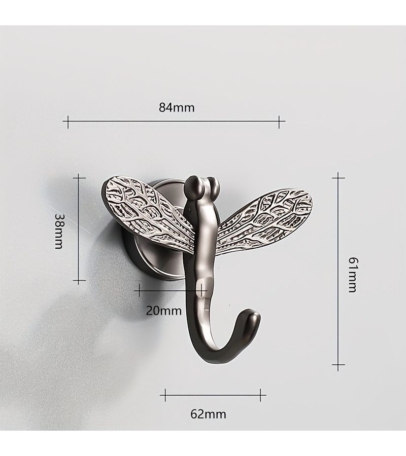 Creative Dragonfly Clothes Hook Golden No Drill Wall Organizer For Entryway - Image 3