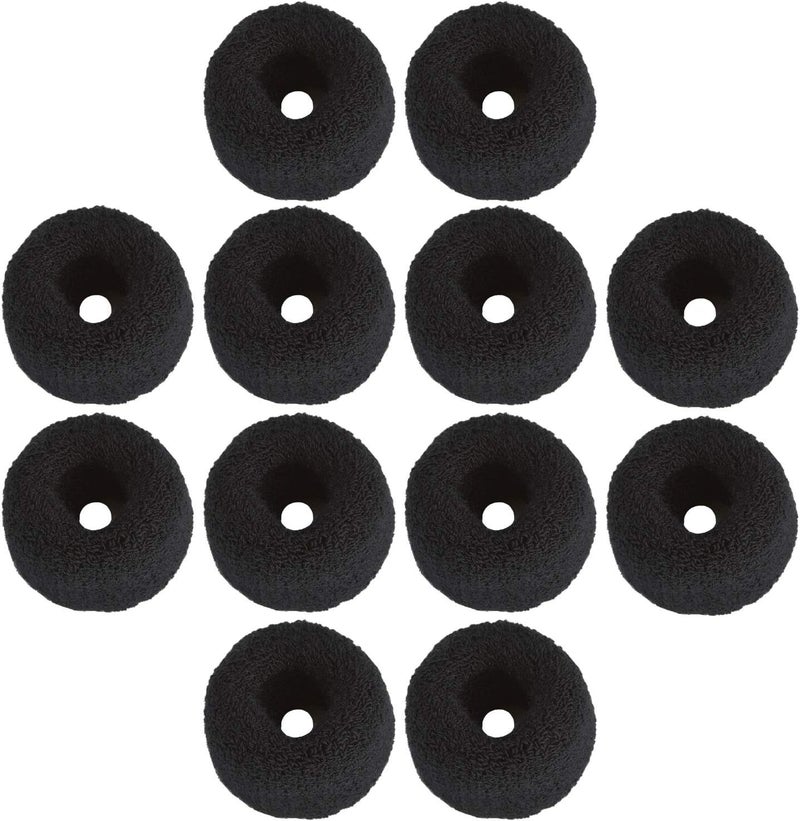 12 Pack Black Stretchy Wide Thick Terry Cloth Hair Ties Soft Cotton Scrunchies Hair Ties Fluffy Seamless Knit Towel Elastic Hair Rubber Bands No Damage Ponytail Holder Hair Accessories for Women Girls