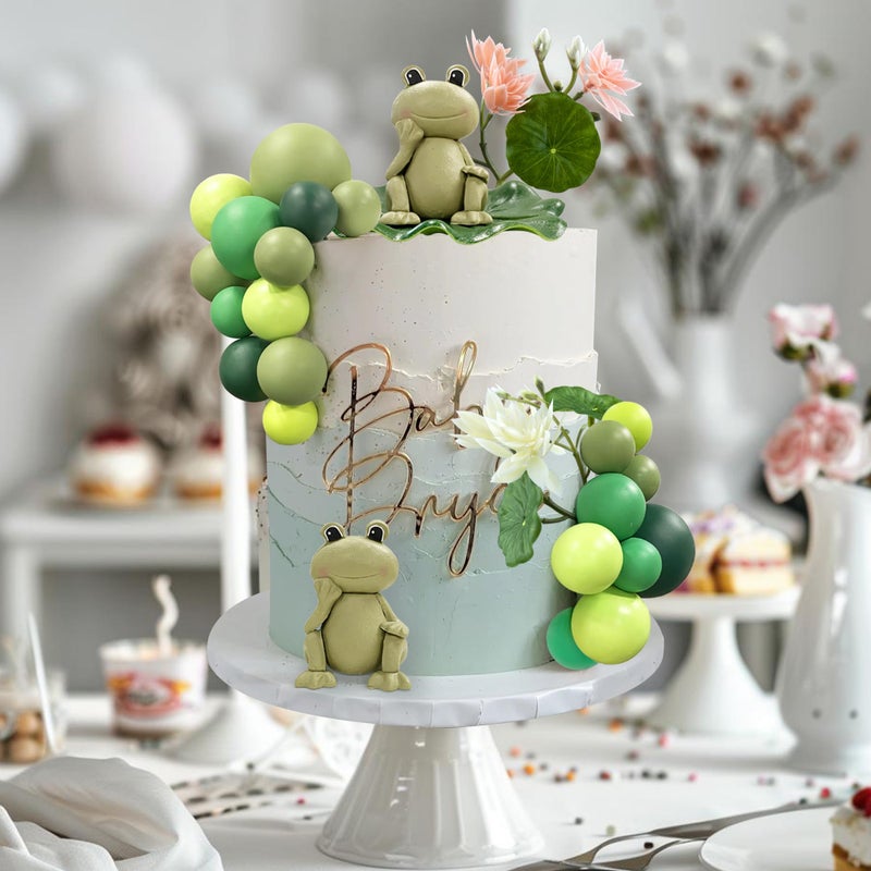 KEEPARTY 25 PCS Frog Cake Topper Frog Cake Decorations Ball Cake Topper for Frog Birthday Rainforest Party Decoration - Image 5