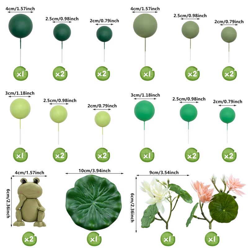 KEEPARTY 25 PCS Frog Cake Topper Frog Cake Decorations Ball Cake Topper for Frog Birthday Rainforest Party Decoration - Image 2
