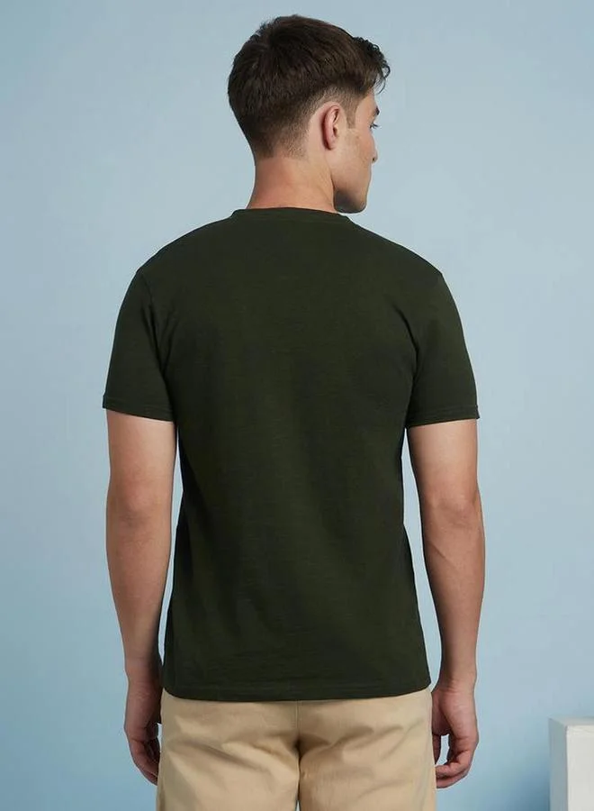Dennis Lingo Dennis lingo Buttoned Round Neck Pure Cotton T-Shirt