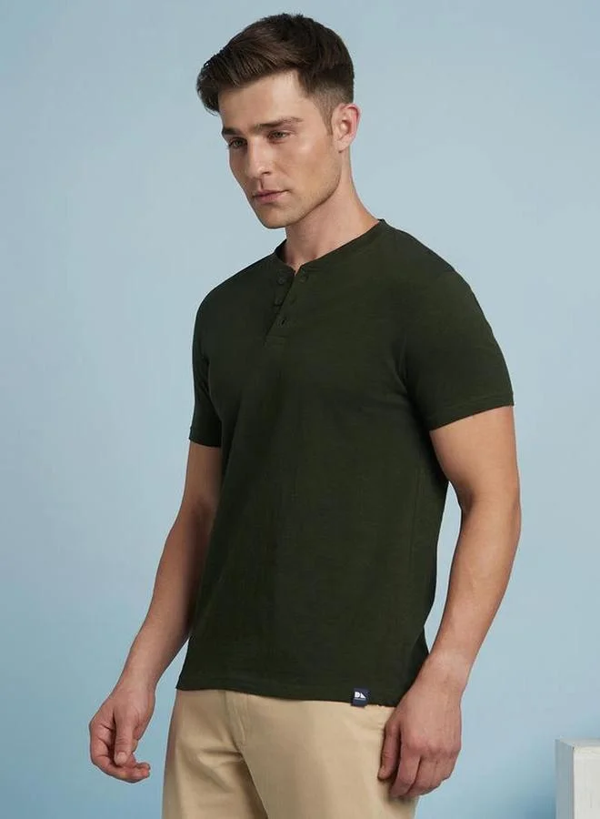 Dennis Lingo Dennis lingo Buttoned Round Neck Pure Cotton T-Shirt