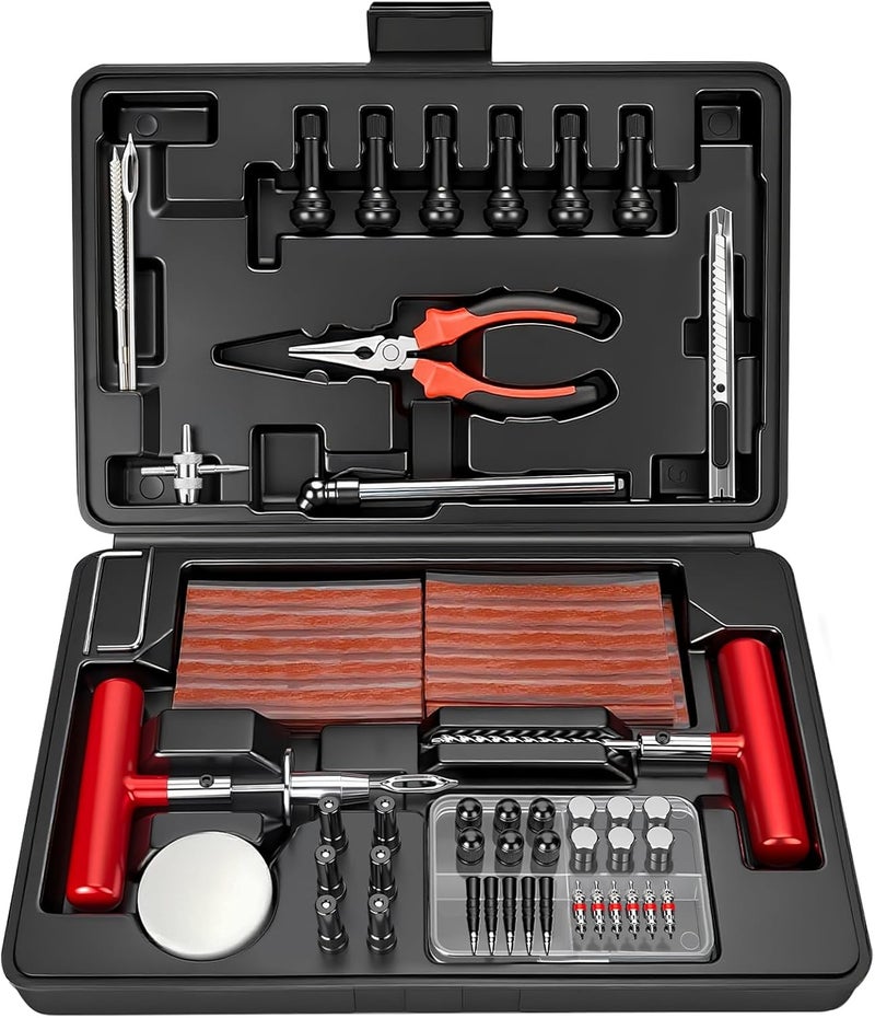 ORCISH Tire Repair Kit, 98 PCS Professional Heavy Duty Tire Plug Kit, Tire Patch Kit for Fix a Flat, Tubeless Tire Puncture Change Tool Kit for Car, Motorcycle, Truck, ATV, Tractor, RV, SUV, Trailer - Image 1