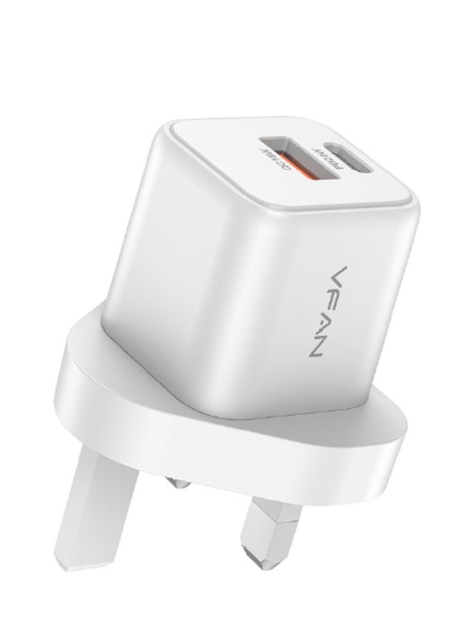 VFAN 20W Dual Port Fast Wall Charger UK16-WHITE - Image 3