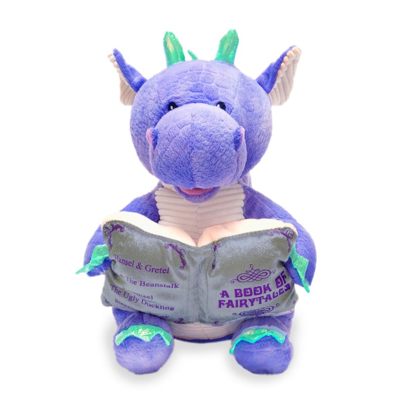 Cuddle Barn Dalton The Storytelling Dragon with Light Up Book Animated Stuffed Animal Plush Toy Mouth Moves Head Sways Recites 5 FairyTales 11 Height - Image 3