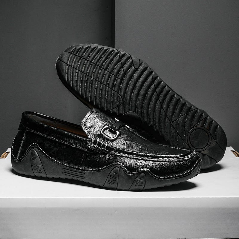 2025 Four Seasons Low-Top Octopus Bean Shoes Cowhide Plus Size Thick-Soled Lightweight Casual Men'S Shoes With Leg Vintage All-Match - Image 5