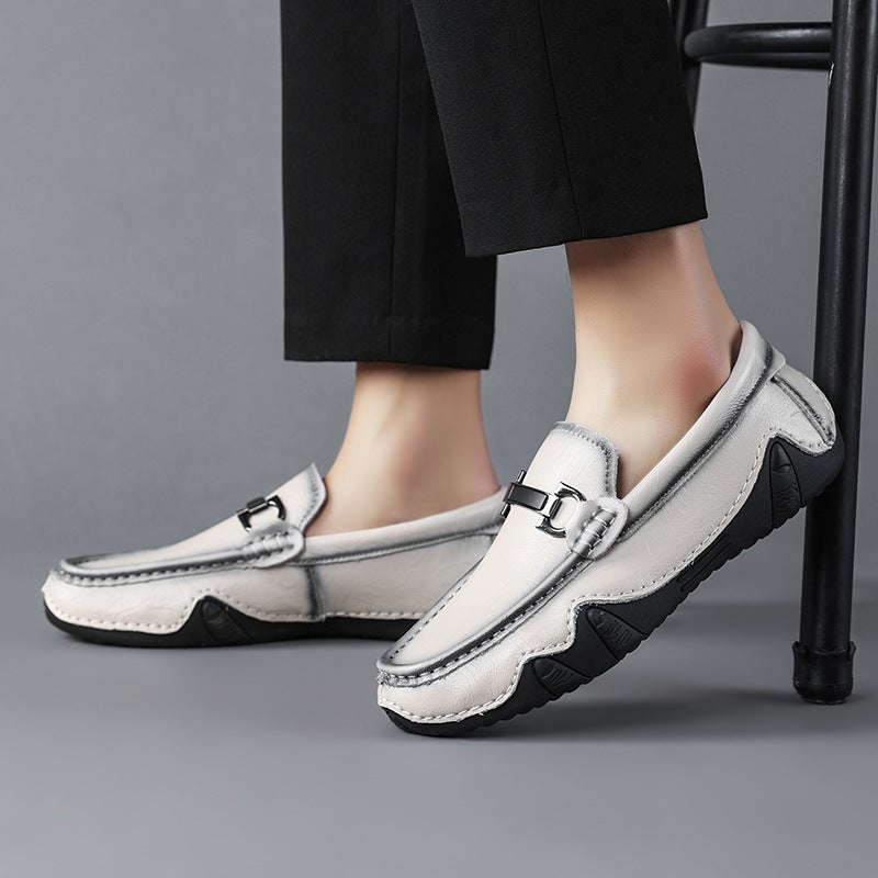 2025 Four Seasons Low-Top Octopus Bean Shoes Cowhide Plus Size Thick-Soled Lightweight Casual Men'S Shoes With Leg Vintage All-Match - Image 3