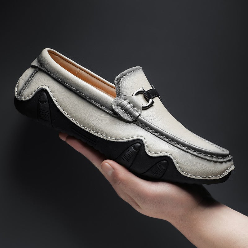 2025 Four Seasons Low-Top Octopus Bean Shoes Cowhide Plus Size Thick-Soled Lightweight Casual Men'S Shoes With Leg Vintage All-Match - Image 4