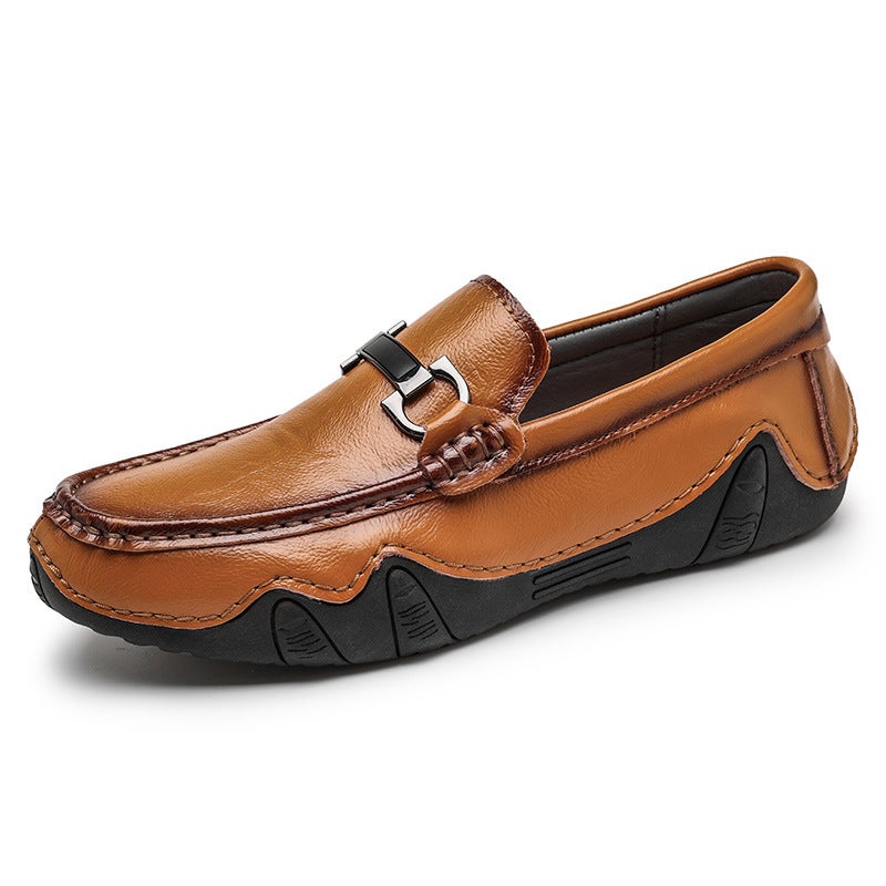 2025 Four Seasons Low-Top Octopus Bean Shoes Cowhide Plus Size Thick-Soled Lightweight Casual Men'S Shoes With Leg Vintage All-Match - Image 1
