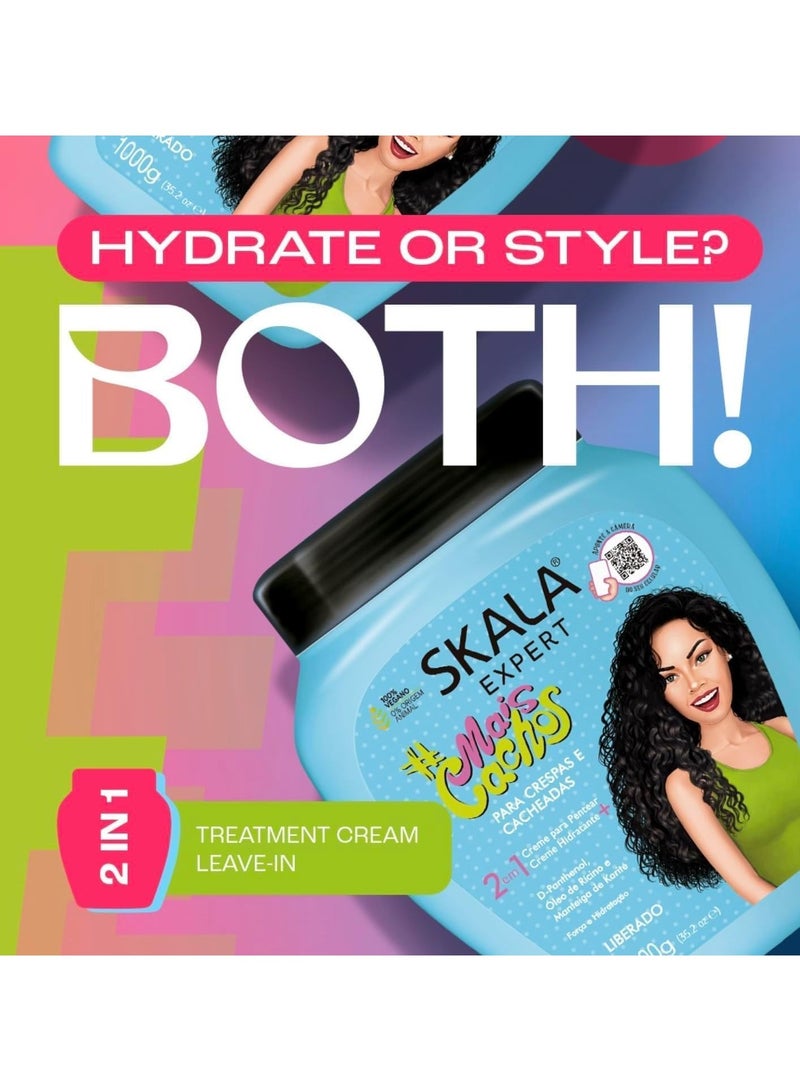 سكالا مايس كاتشوس كريم علاجي 2 في 1 بلسم يُترك على الشعر لجميع أنواع الشعر المجعد - 1000 جرام - Image 2