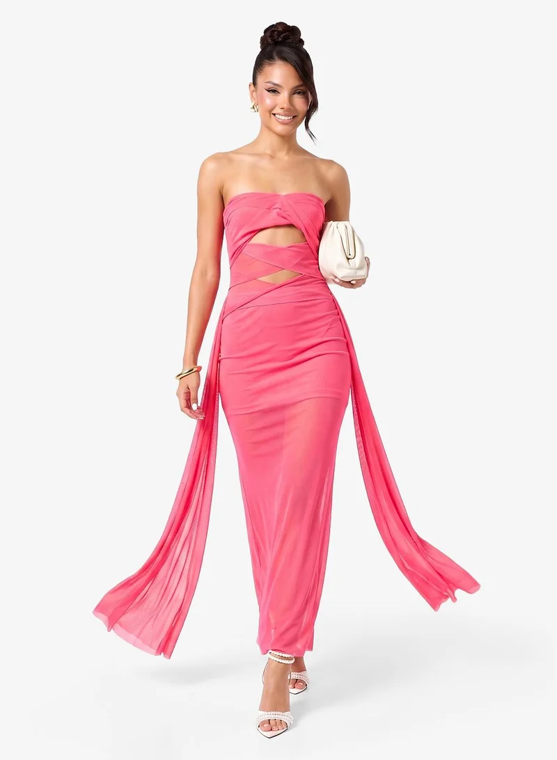 Ginger Bandeau Cutout Detail Draped Dress