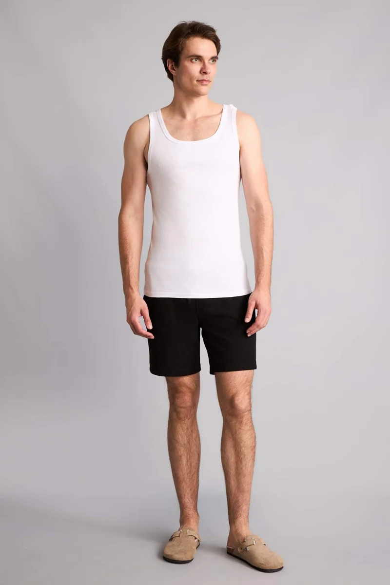 Defacto  Slim Fit 100% Cotton Ribana 2 piece Tank Top for Men | Best Price UAE