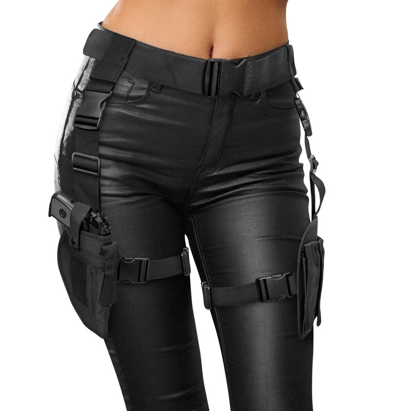 Zadin Black Widow Costume Accessories, Lara C. Holster Belt Outfit,Rider Leg Holster Strap, Tomb Swat Cop Accessories For Women - Image 1