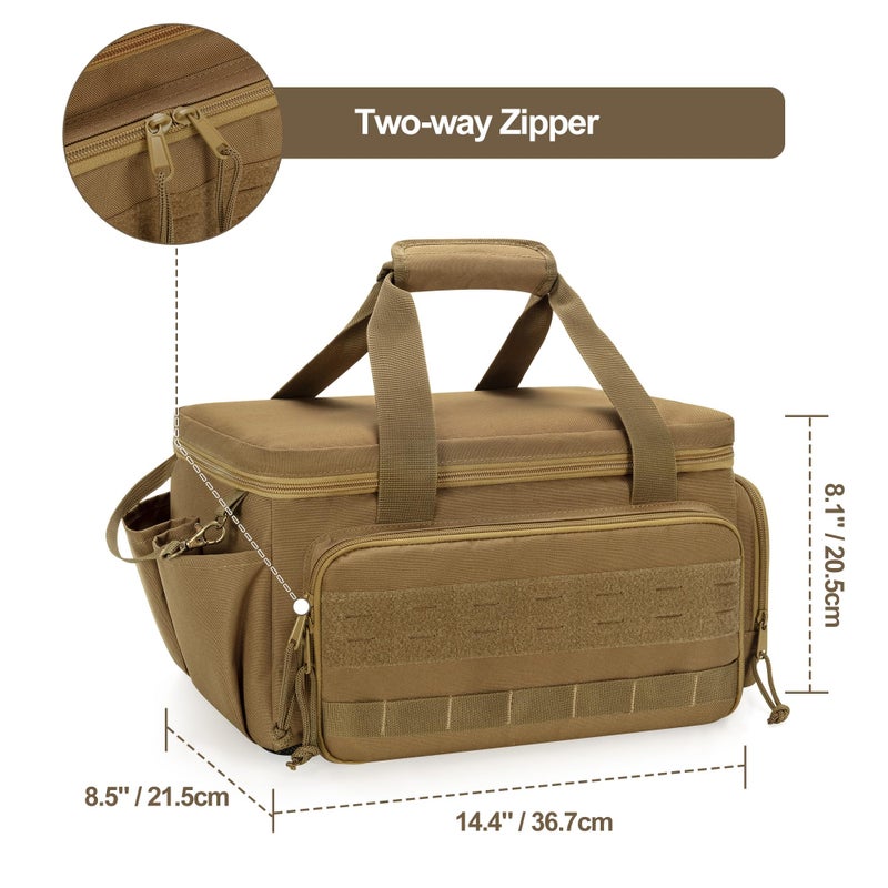 Rexmica 14-Inch Tool Bag with Anti-friction Bottom, Hand Tool Storage Organizer for Men, Tactical Range Bag, Multi-purpose Work Tote for Repairman, Carpenters, Handyman, Khaki - Image 5