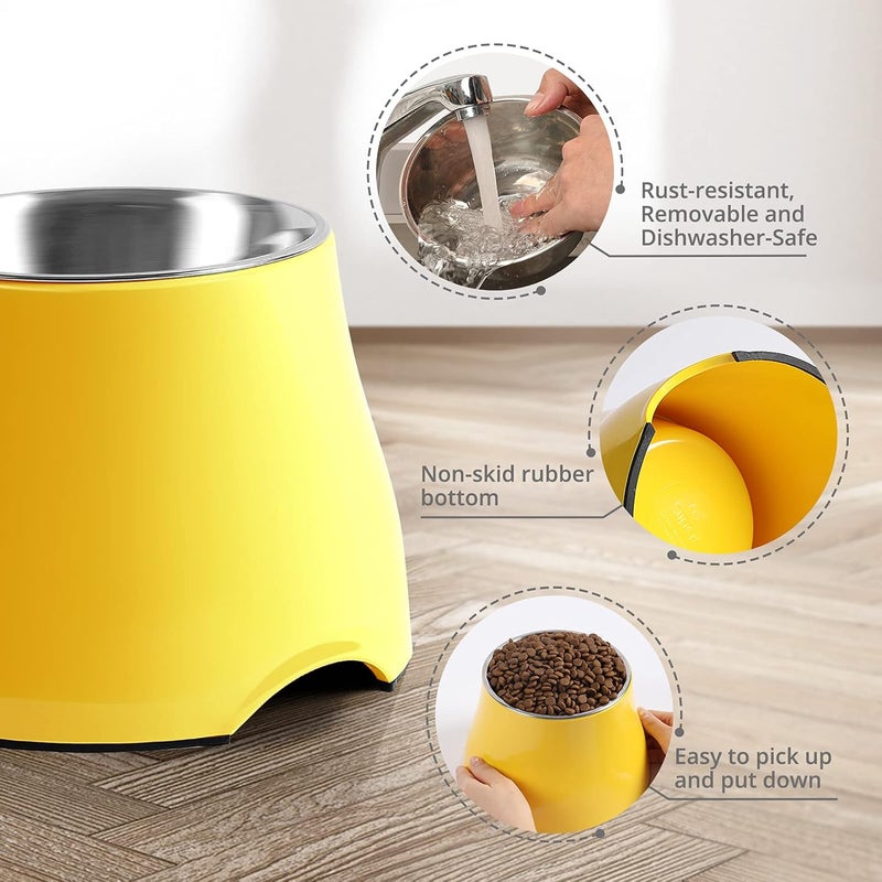iPower yoken Elevated Dog Bowls, [Prevention of Vertebrae Disease] [Super Non-Slip] Dog Bowl with Stainless Steel Bowl, High Capacity Dog Food Bowls, Colorful Raised Dog Bowls for Medium/Small Size Dogs - Image 4