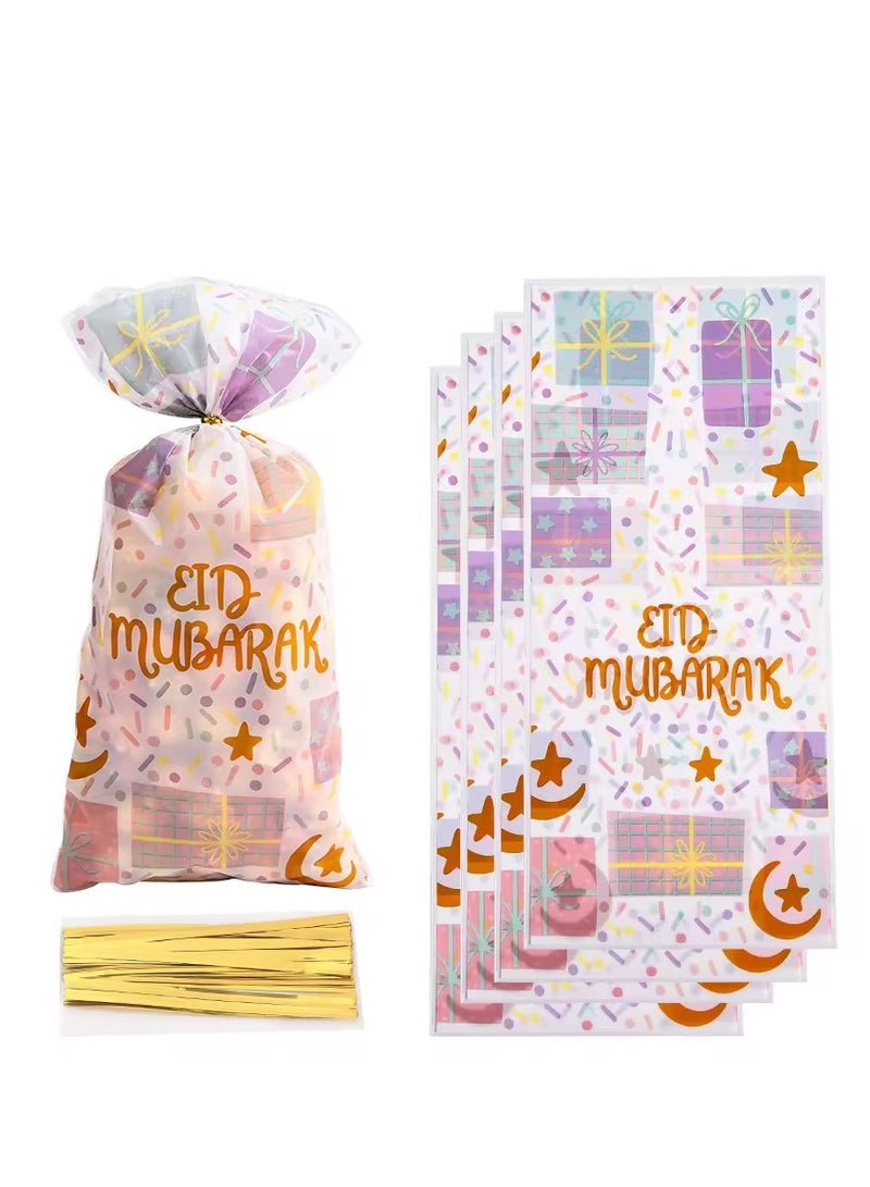 50Pcs Muslim Eid Mubarak Candy Snack Treat Bag Gift Biscuit Cookie Opp Plastic Bags - Image 1