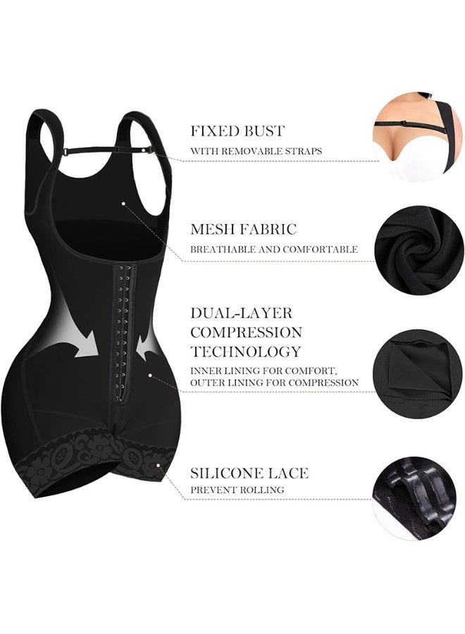 بودي سوت تنحيف الجسم من قماش شبكي مطاطي ودانتيل مع حمالات بأزرار وحمالات تضييق. - Image 4