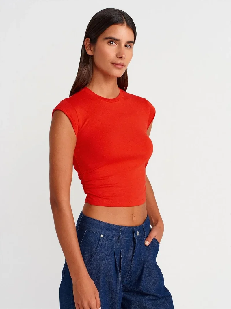 ديلفين Dilvin Women's Sleeveless Crop T-shirt