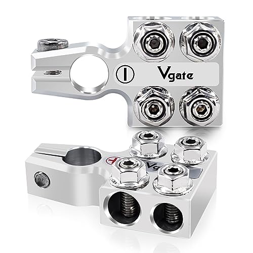 Vgate 8-Way Lead Acid Battery Terminal Connector, AGM Post Terminal Ends, 8AWG up to 4/0(XL) AWG Gauge, Positive & Negative for SAE/DIN/EN Tapered Top Post - Image 1