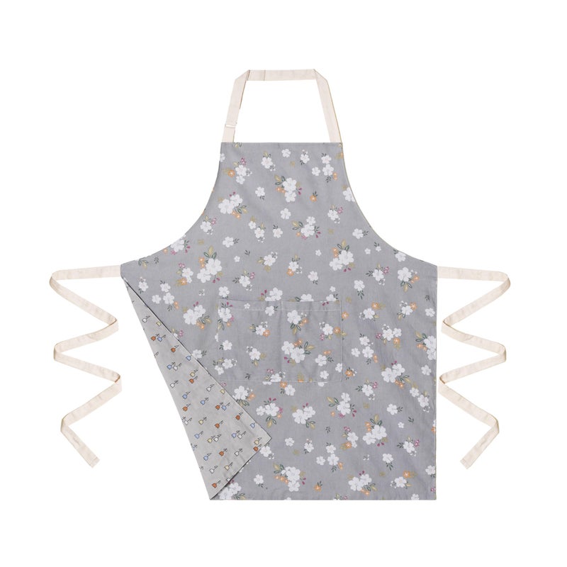 Aoomzoon Kitchen Aprons for Women with 2 Pockets,Double Sided Vintage Adjustable Apron for Gardening Cooking Arting Painting (Grey) - Image 2
