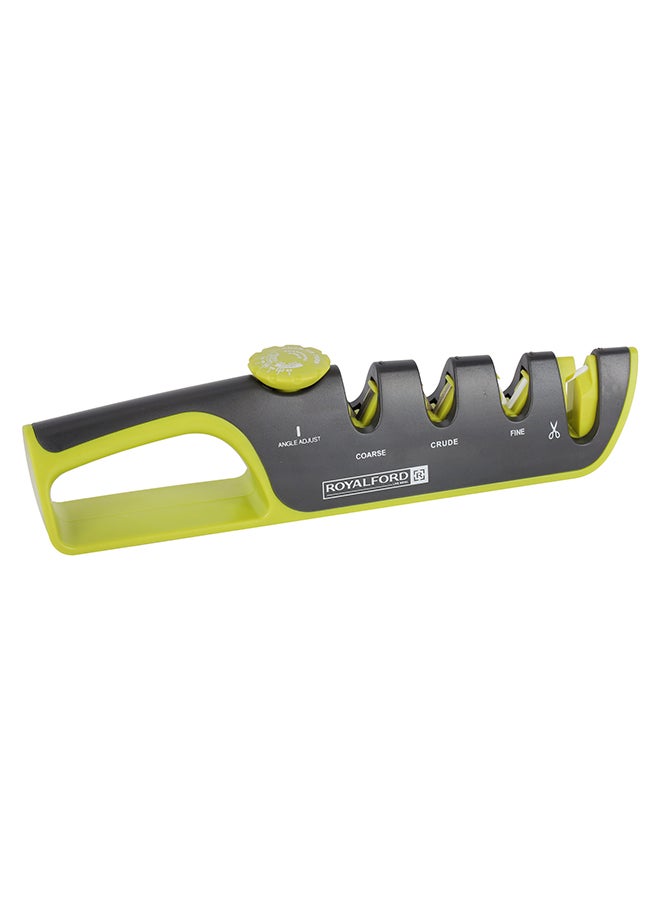 Royalford Knife Sharpener- RF12352/ Diamond, Tungsten Steel and Ceramic Wheel Slot with Angle Adjusting Button/ for Repairing, Restoring, Polishing Blades, Perfect for all types of Knives Multicolor - Image 1