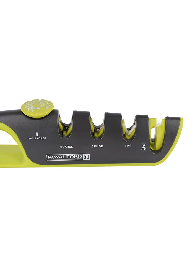 Royalford Knife Sharpener- RF12352/ Diamond, Tungsten Steel and Ceramic Wheel Slot with Angle Adjusting Button/ for Repairing, Restoring, Polishing Blades, Perfect for all types of Knives Multicolor - Image 4