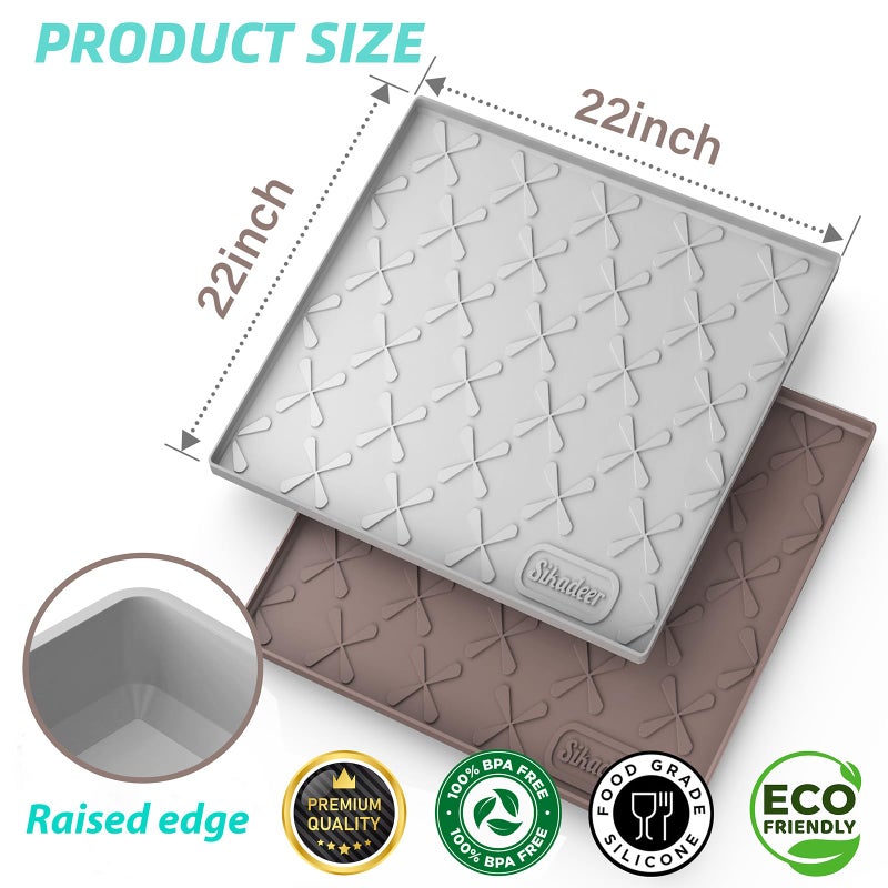 Sika deer Sikadeer Under Sink Mat 22"" X 22""  Silicone Shelf Kitchen Cabinet Liner With Raised Lips  Durable Sink Protector For Kitchen Organizers And Storage  Waterproof Boot Trays For Entryway Dog Food Mats - Image 2