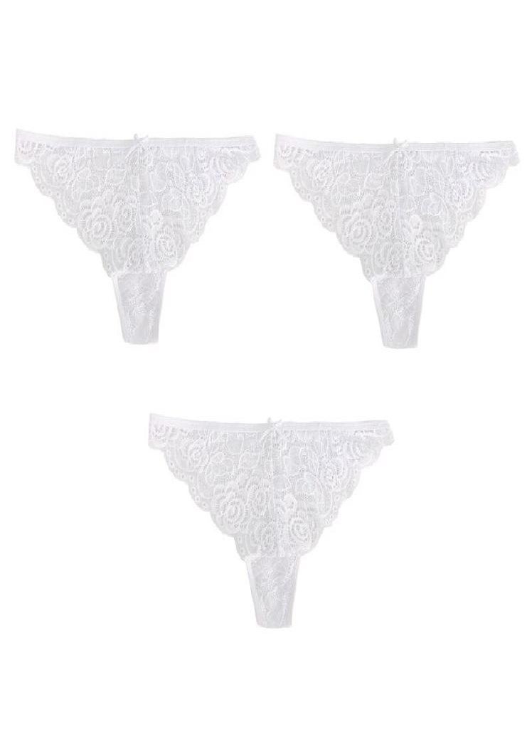Eckek - 3Pcs/Set Julexy Big Thongs Lace  Women Panties Solid Plus Size Hollow Out Underwear G-string 1XL-4XL Lingerie for Women - Image 1
