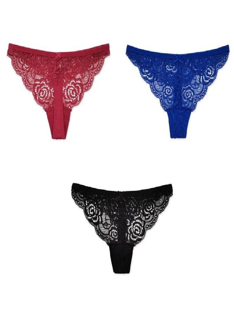 Eckek - 3Pcs/Set Julexy Big Thongs Lace  Women Panties Solid Plus Size Hollow Out Underwear G-string 1XL-4XL Lingerie for Women - Image 1