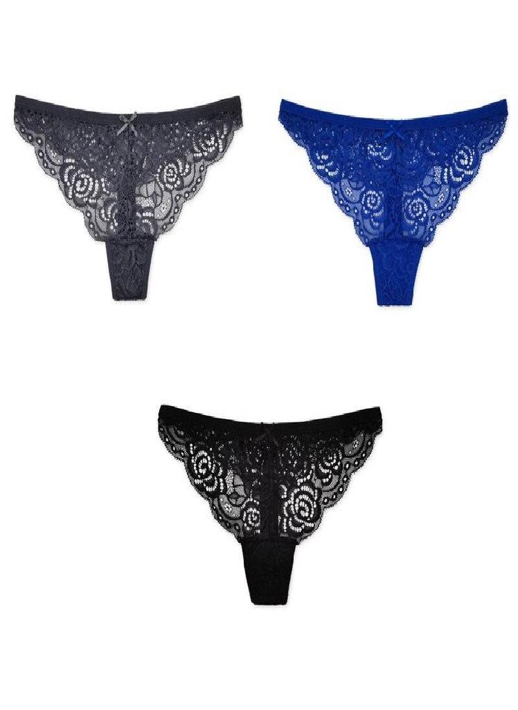 Eckek - 3Pcs/Set Julexy Big Thongs Lace  Women Panties Solid Plus Size Hollow Out Underwear G-string 1XL-4XL Lingerie for Women - Image 1