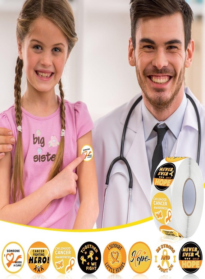 Fuyoooo 1000 Pcs Childhood Cancer Awareness Stickers - Ribbon Sticker Roll - Pediatric Cancer Awareness Sticker - Inspirational Gift for Public Charity Campaign Supplies - Image 4
