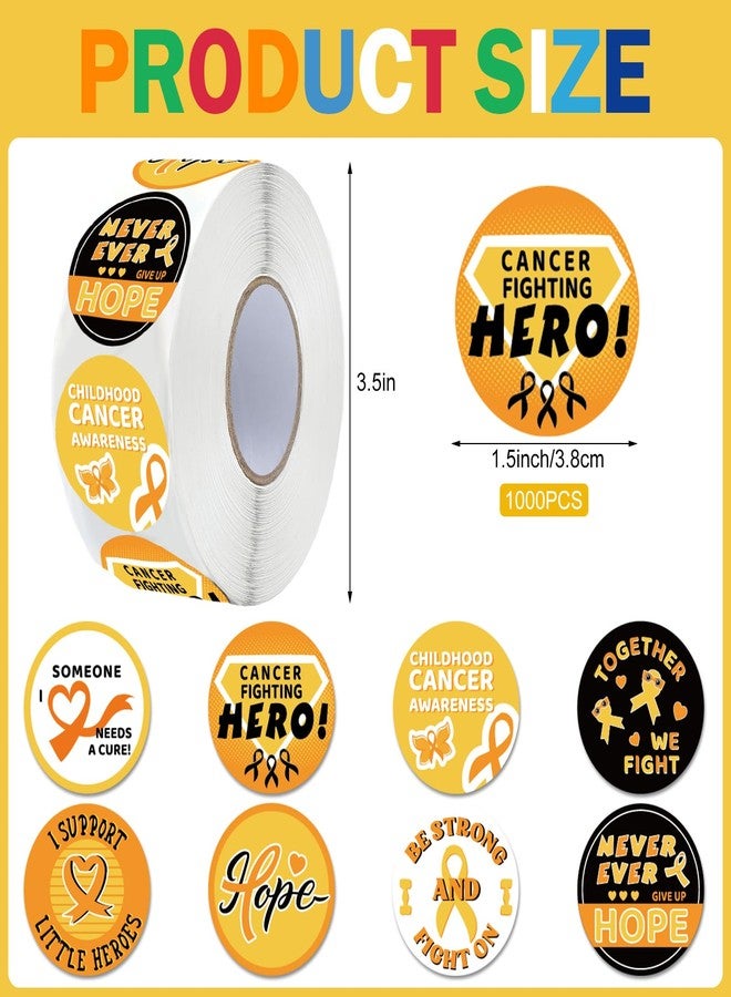 Fuyoooo 1000 Pcs Childhood Cancer Awareness Stickers - Ribbon Sticker Roll - Pediatric Cancer Awareness Sticker - Inspirational Gift for Public Charity Campaign Supplies - Image 2