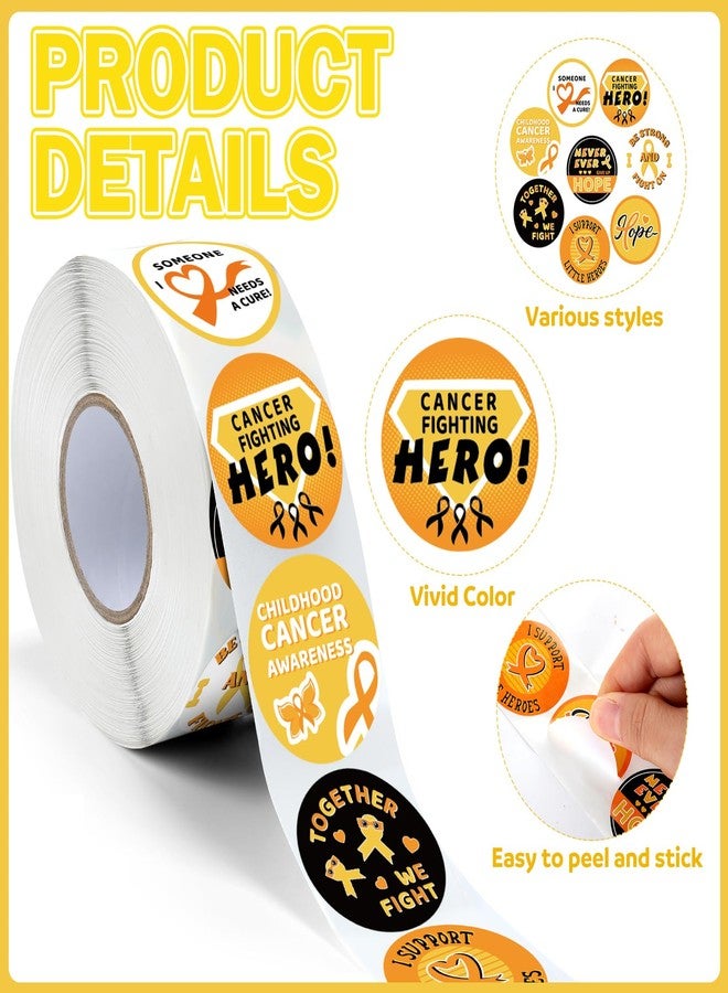 Fuyoooo 1000 Pcs Childhood Cancer Awareness Stickers - Ribbon Sticker Roll - Pediatric Cancer Awareness Sticker - Inspirational Gift for Public Charity Campaign Supplies - Image 3