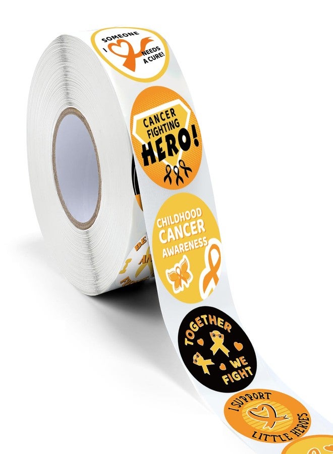 Fuyoooo 1000 Pcs Childhood Cancer Awareness Stickers - Ribbon Sticker Roll - Pediatric Cancer Awareness Sticker - Inspirational Gift for Public Charity Campaign Supplies - Image 1