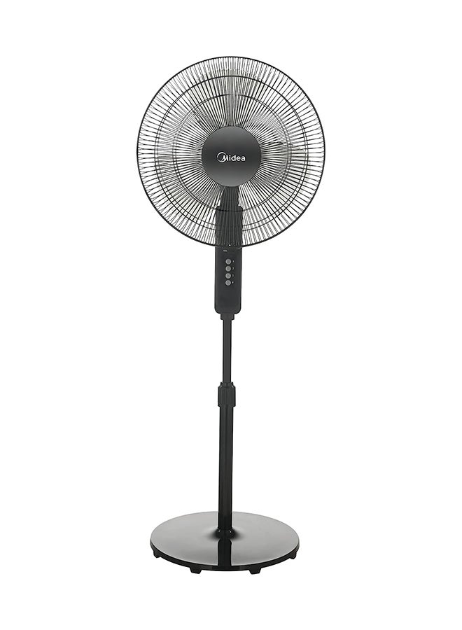 Midea Pedestal Stand Fan with SQD Motor, 16 inch, 3D Oscillation Directions, 3 Speed Levels & Adjustable Height, 3 Leaf Blade with 7.5 Hours Timer, Best for Home & Office 50 W FS4019K Black - Image 1