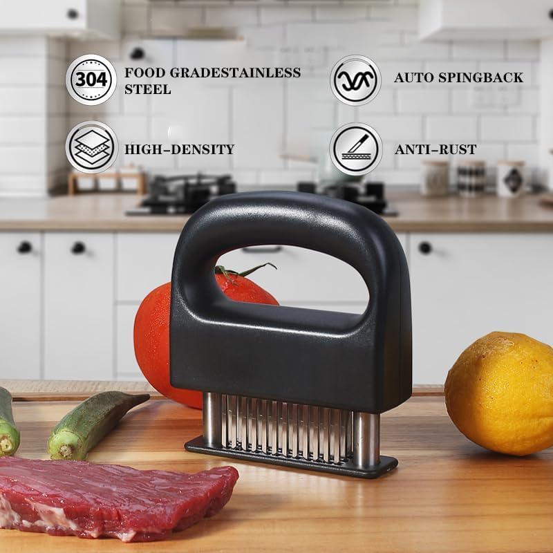 WE-CEF Meat Tenderizer, Meat Tenderizer Tool, Meat Tenderizer Mallet with 48 Stainless Steel Ultra Sharp Needle Blades, Meat Hammer Meat Pounder for Tenderizing Beef, Turkey, Cooking Tool for Marinade - Image 4