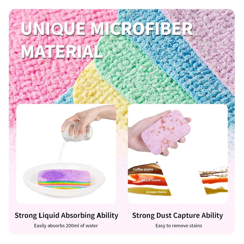 FORITRUE 4 Pack Fiber Stain Remover Damp Clean Duster Sponge PVA Microfiber Cleaning Cloths Extraordinary Liquid Absorption Ability Sponge Block12 Layers Reusable Tearable Rags for KitchenMirrors - Image 2