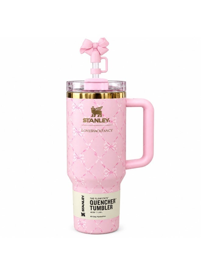 كوب «Quencher H2.0 Flowstate» سعة 40 أونصة، مصنوع من الفولاذ المقاوم للصدأ مع عزل فراغي، مزود بغطاء وقشة، مناسب للماء والشاي المثلج أو القهوة والسموذي وغيرها - Image 1