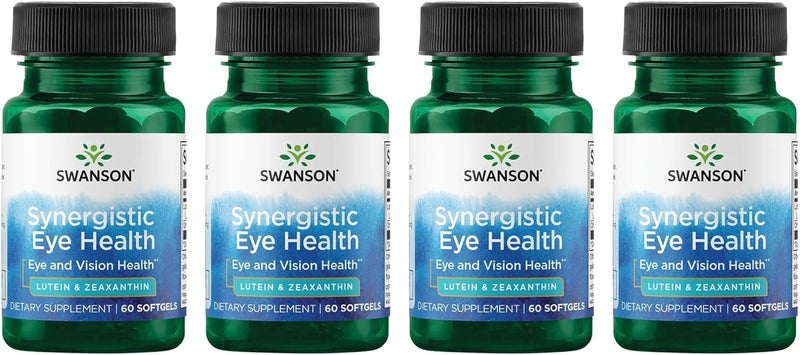 Swanson Lutein  Zeaxanthin Synergistic Eye Health Vision Retina Macula Supplement Lutein 20 mg  OmniXan Zeaxanthin 2 mg 60 Softgels Sgels 4 Pack