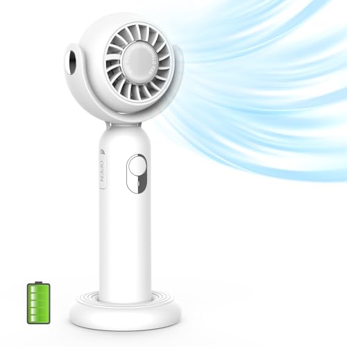 ISILER Mini Portable Fan, 2000 mAh Rechargeable USB Small Desk Fan, Handheld Fan with 130° Adjustable Tilt Angle, Quiet Personal Cooling Fan for Women, Makeup, Office, Travel, Outdoor (White) - Image 1