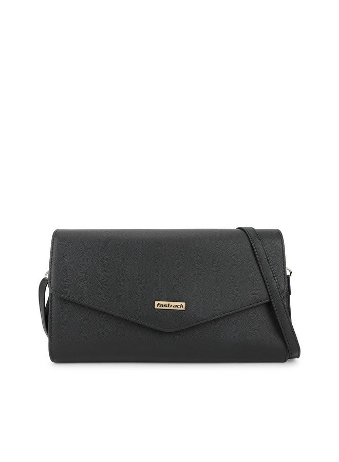 Fastrack Solid Sling Bag For Women, Girls and Ladies | with Adjustable Sling Straps | Made of Premium PU Material | Ladies Purse Handbag | Slings For Casual Carry, Black - Image 1
