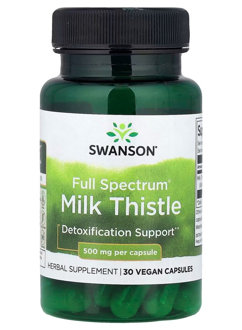 Swanson, Full Spectrum® Milk Thistle, 500 mg, 30 Vegan Capsules