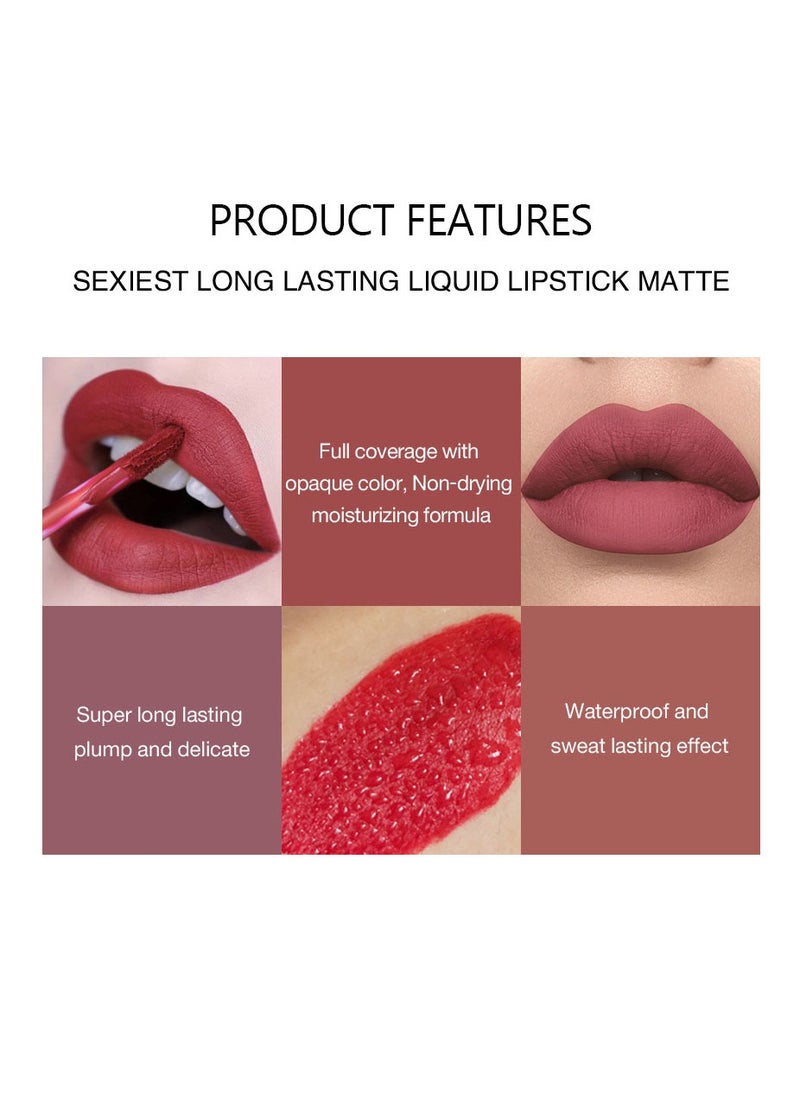 Handaiyan Lipstick Matte Liquid Lipsticks Makeup For Women Velvet Long Lasting Waterproof Highly Pigmented Colour Quick-Drying, Smudge-Proof, Nourishes, Conditions,Ultra Soft Moisturizes  - Image 2