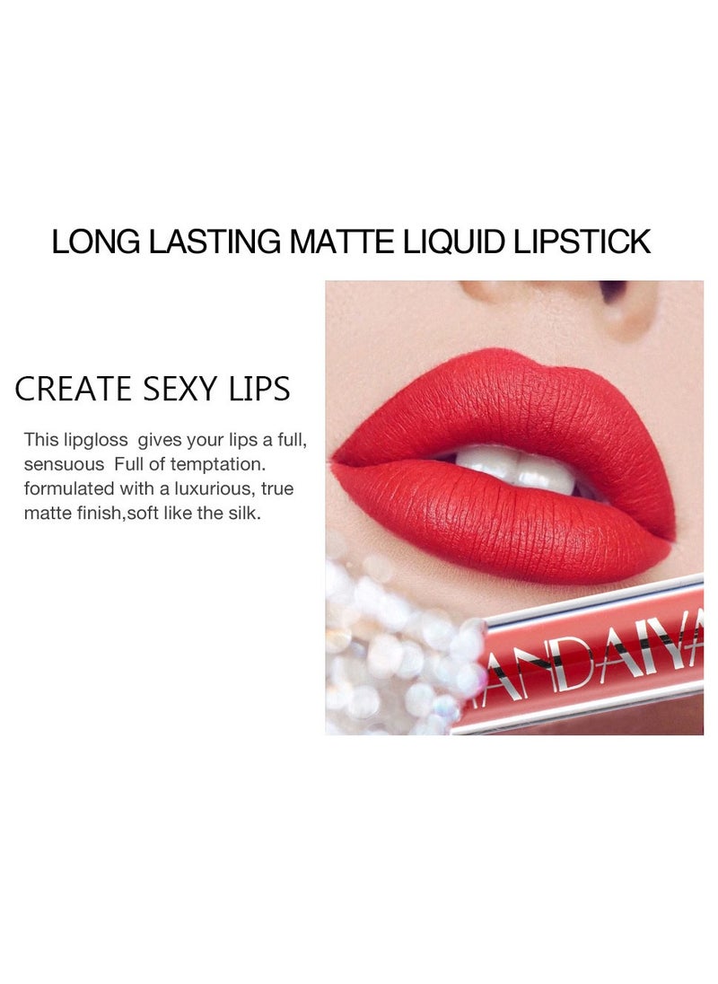 Handaiyan Lipstick Matte Liquid Lipsticks Makeup For Women Velvet Long Lasting Waterproof Highly Pigmented Colour Quick-Drying, Smudge-Proof, Nourishes, Conditions,Ultra Soft Moisturizes  - Image 3
