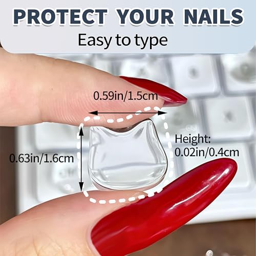 VNLEXMC Transparent Glass Long Nail Keyboard Caps – 80 Raised Cat Head Keyboard Stickers, Nail-Safe Typing Bubbles, Clear PC/Laptop/Desktop/Calculator Key Covers - Image 4