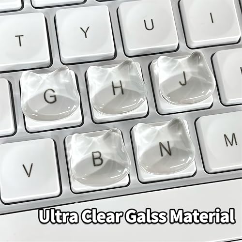 VNLEXMC Transparent Glass Long Nail Keyboard Caps – 80 Raised Cat Head Keyboard Stickers, Nail-Safe Typing Bubbles, Clear PC/Laptop/Desktop/Calculator Key Covers - Image 2