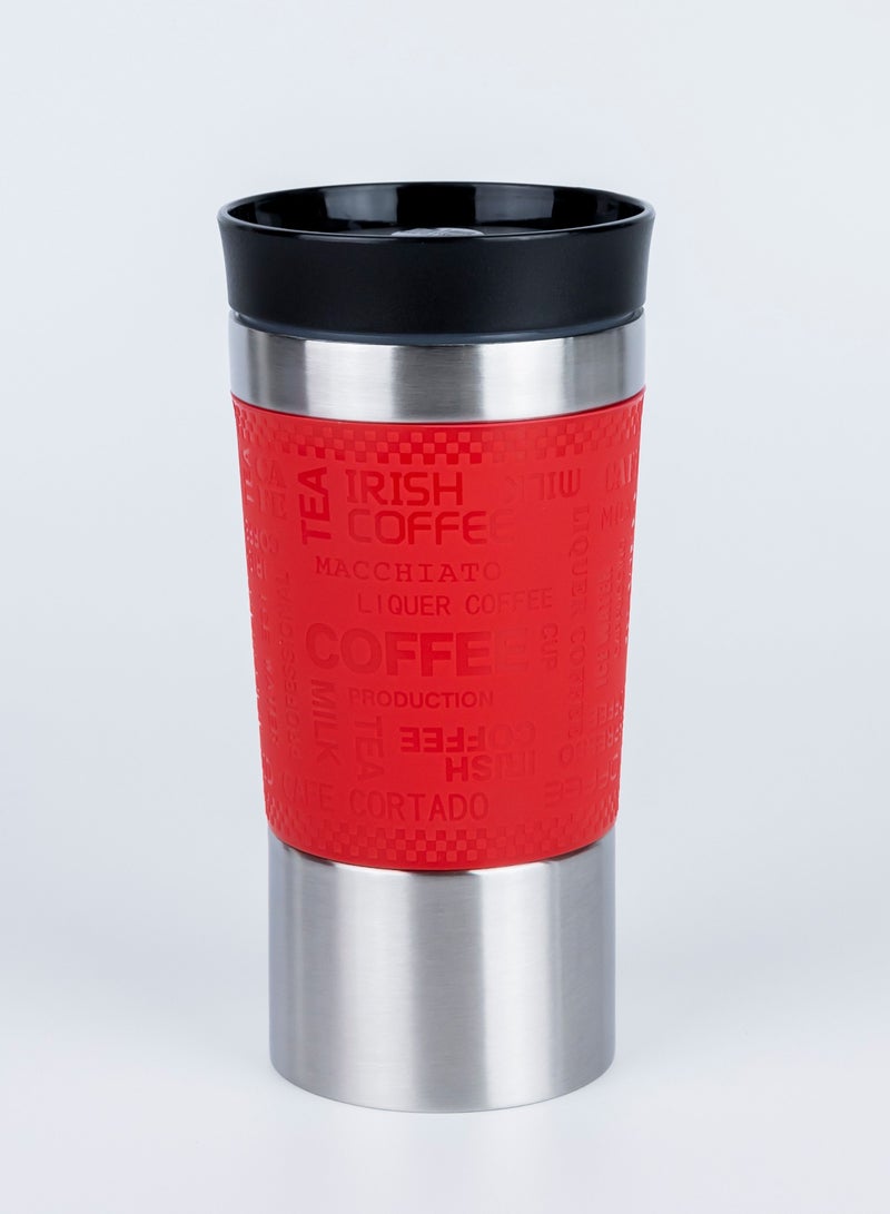 Nessan كوب السفر المعزول بالفراغ من الستانلس ستيل من نيسان، مثالي للماء والقهوة للعمل أو المنزل أو الأنشطة الخارجية، يعمل بشكل رائع مع المشروبات المثلجة والمشروبات الساخنة (450 مل، أحمر) - Image 1