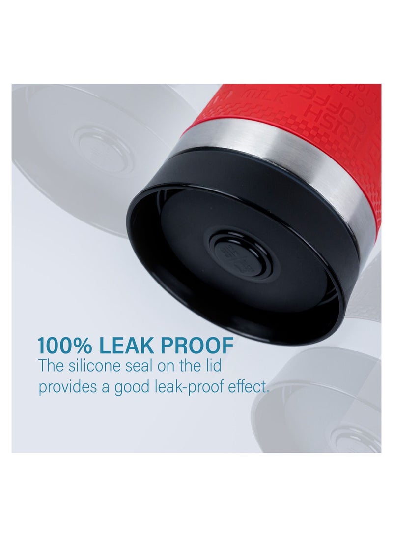 Nessan كوب السفر المعزول بالفراغ من الستانلس ستيل من نيسان، مثالي للماء والقهوة للعمل أو المنزل أو الأنشطة الخارجية، يعمل بشكل رائع مع المشروبات المثلجة والمشروبات الساخنة (450 مل، أحمر) - Image 5