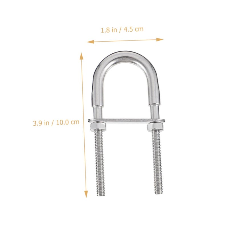 Stainless Steel 304 M8x100 U-Bolt with Nuts and Washer, Wear-Resistant U-Shaped Clamp Fastener for Industrial, Marine, and Automotive Applications - Image 2